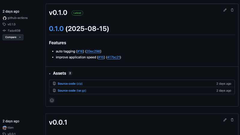 GitHub Releases Screenshot