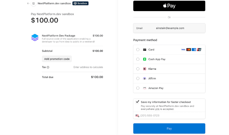 Stripe Payment Screenshot